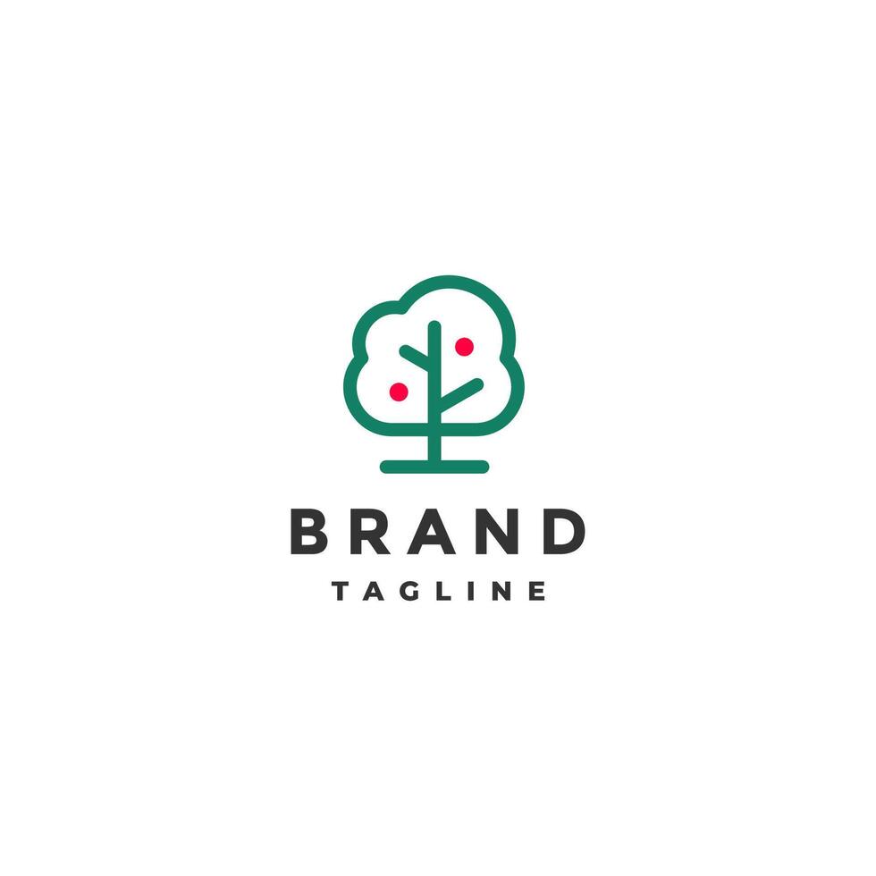 Apple Tree Icon Logo Design. Simple Apple Tree Outline Logo Design. vector