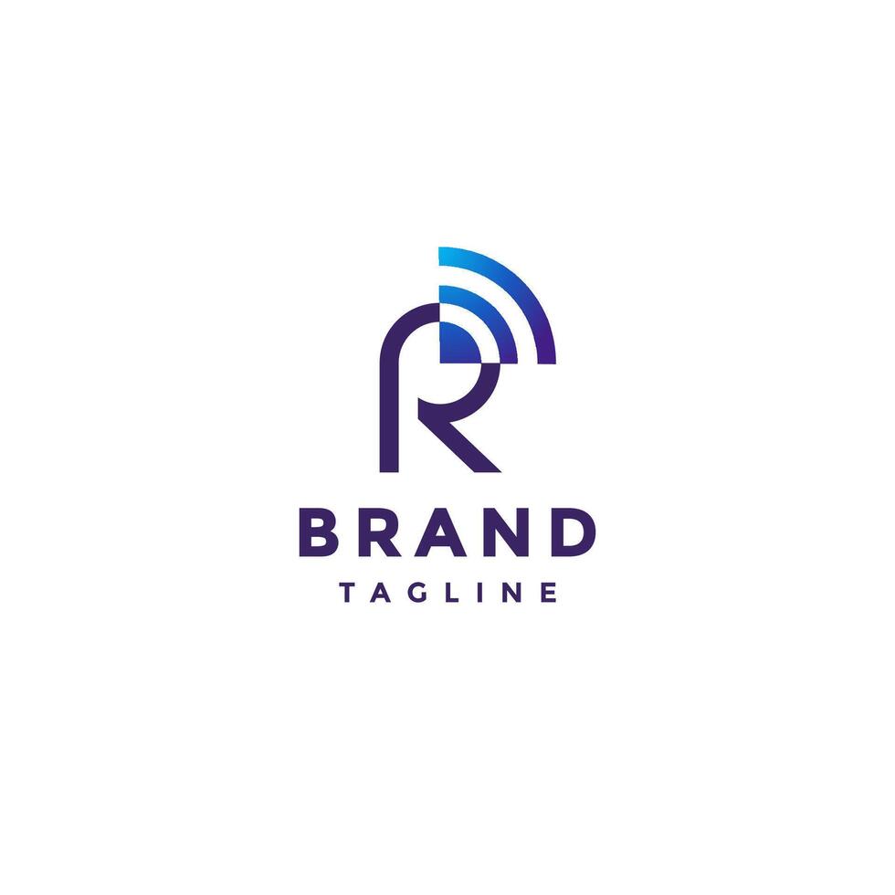 Simple Letter R Wifi Logo Design. Letter R With Radar Icon Logo Design. vector