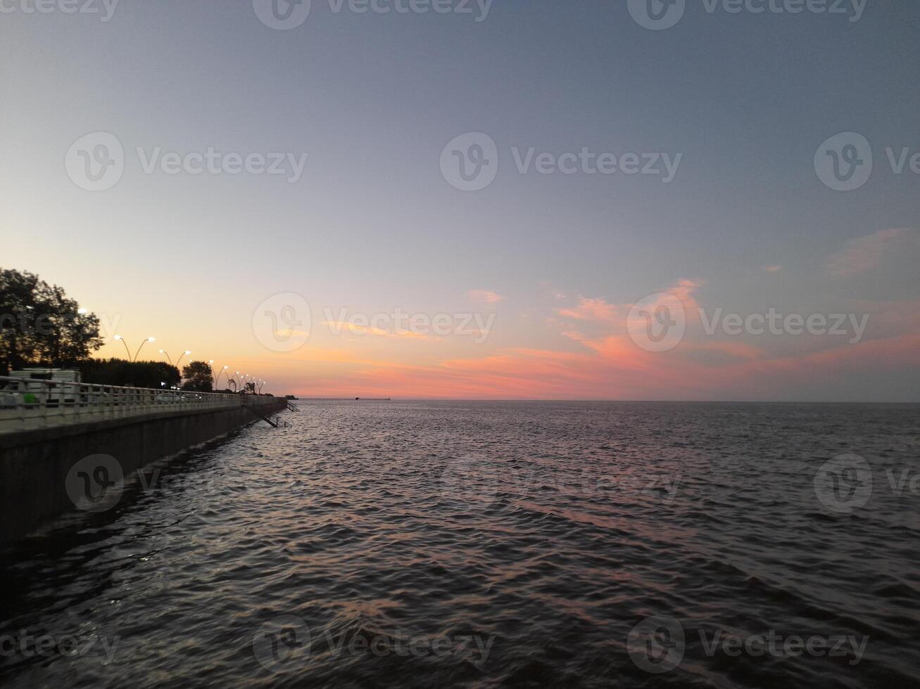 sunset over the river photo