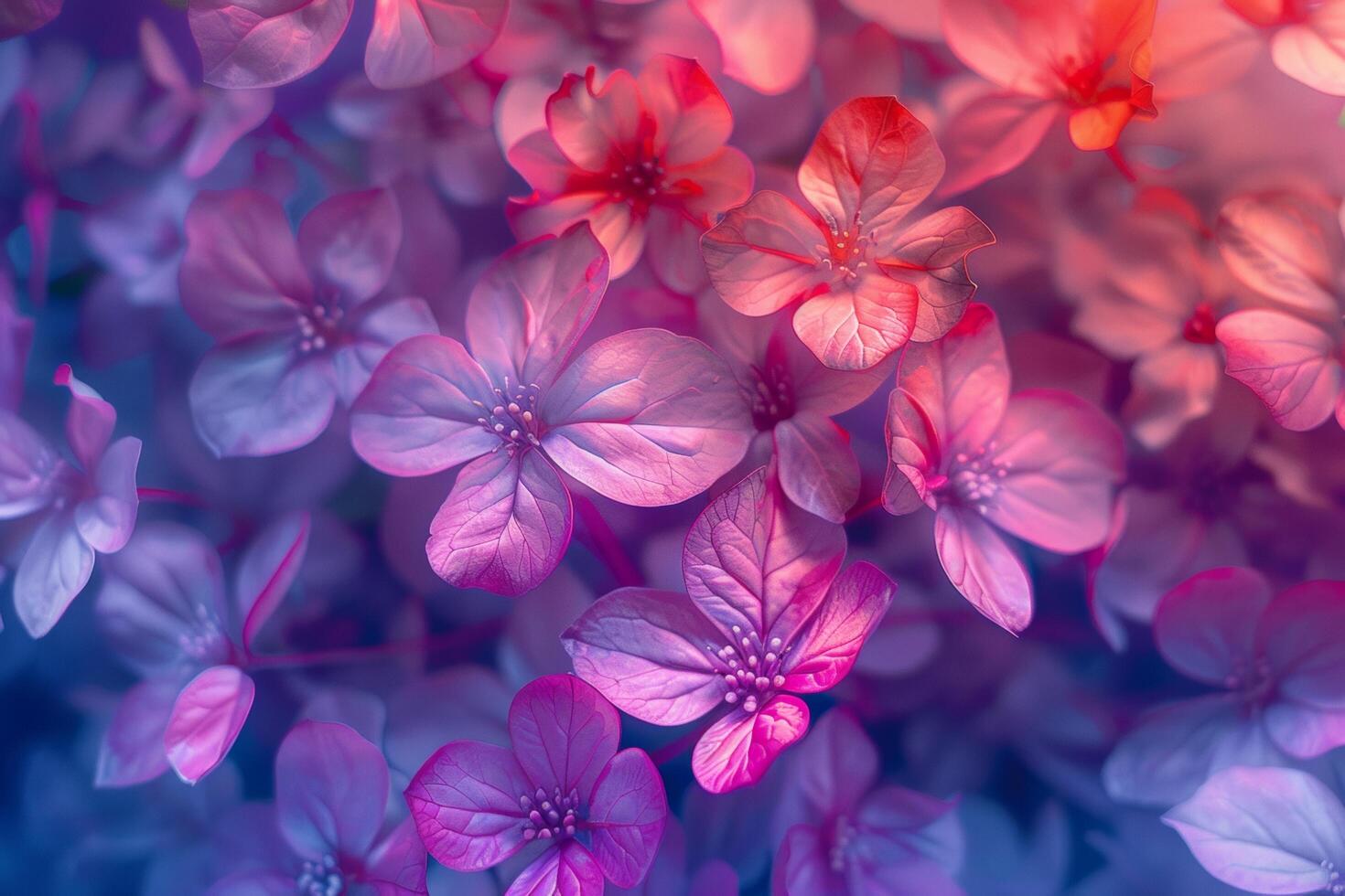 A vibrant display of assorted colorful flowers in full bloom, creating a lively and cheerful background photo