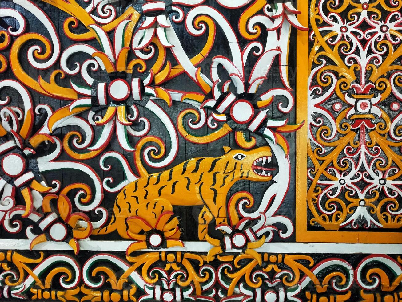 Indonesian Kalimantan Dayak Tribal Batik Background photo