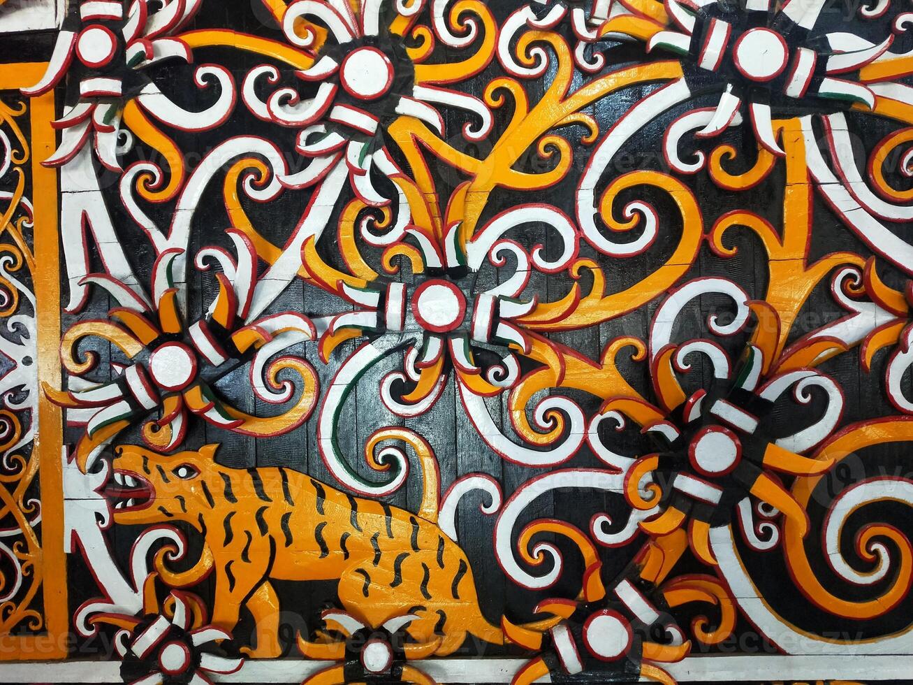 Indonesian Kalimantan Dayak Tribal Batik Background photo