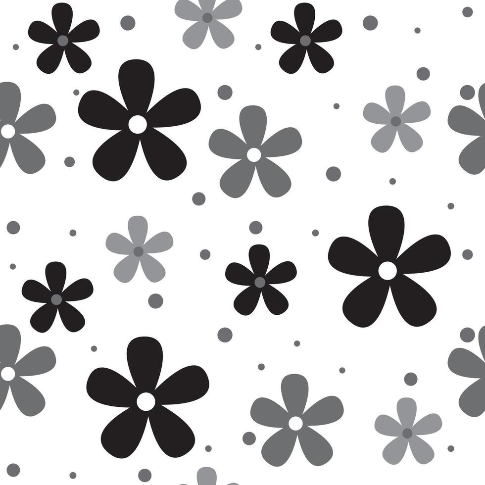 Cute pattern in small flower. Black and white pattern vector