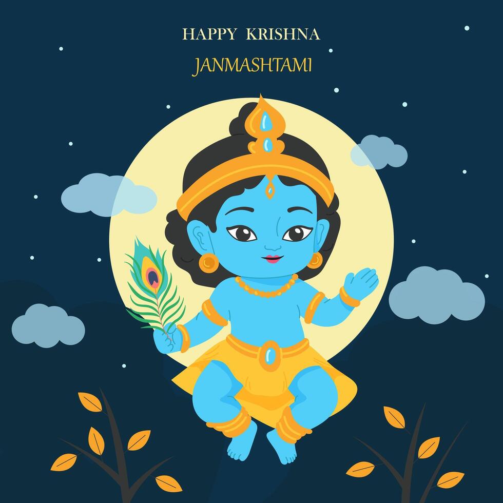 Happy Krishna Janmashtani illustration vector