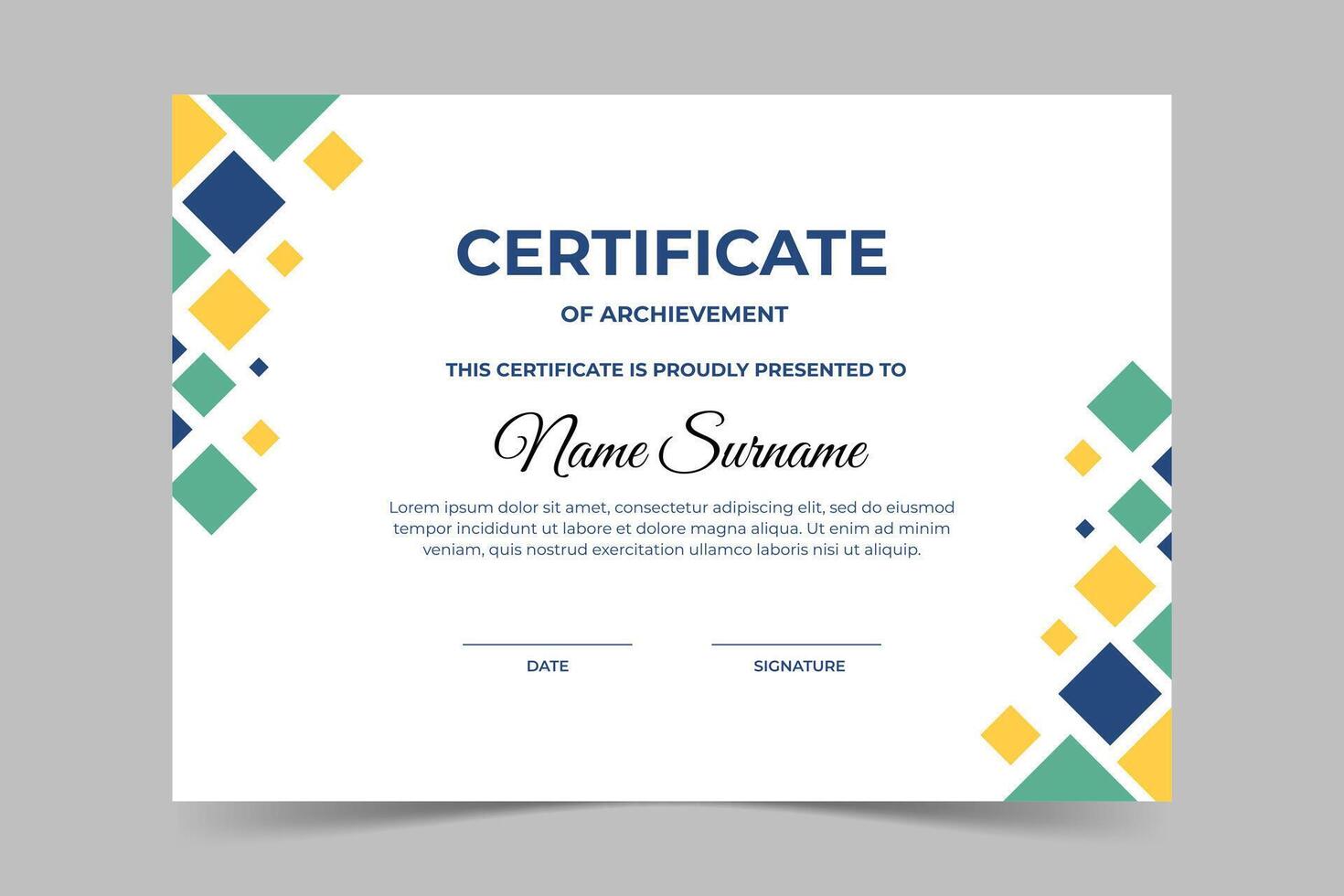 Modern elegant colorful certificate template with geometric shape. Appreciation for business and education. illustration vector