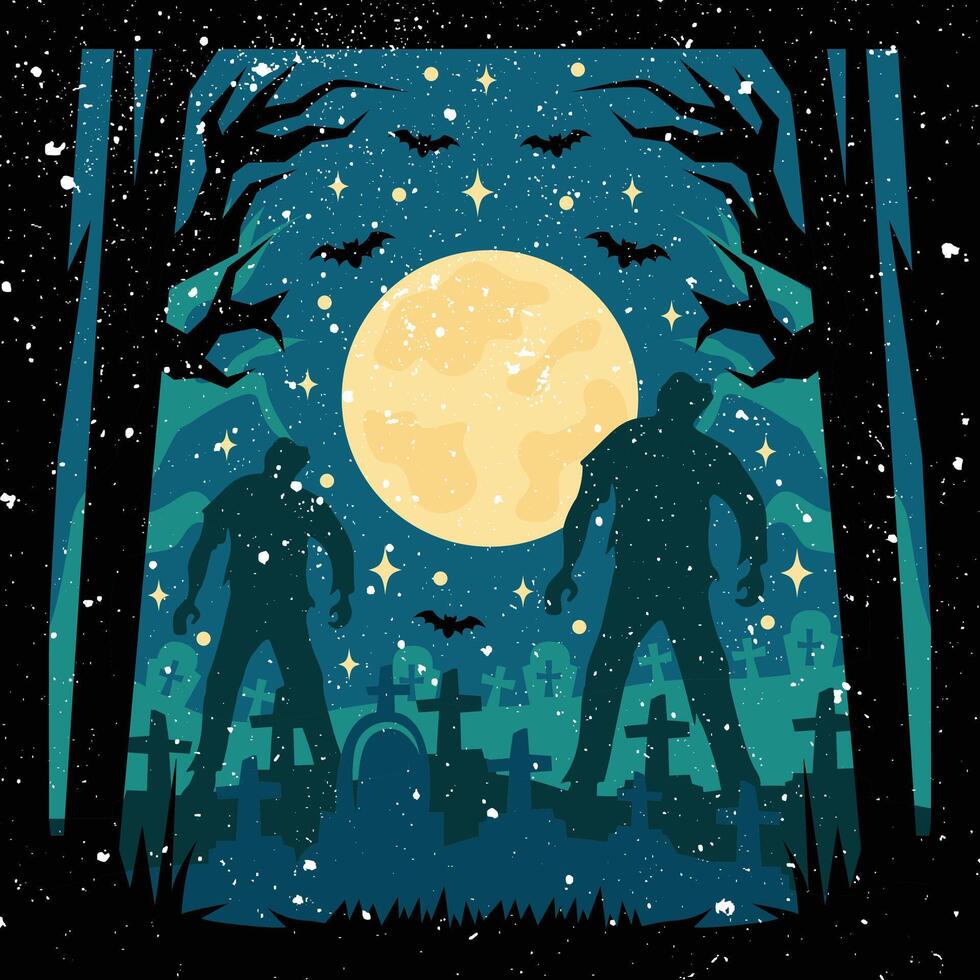 Halloween Scene 3D Background Celebration vector