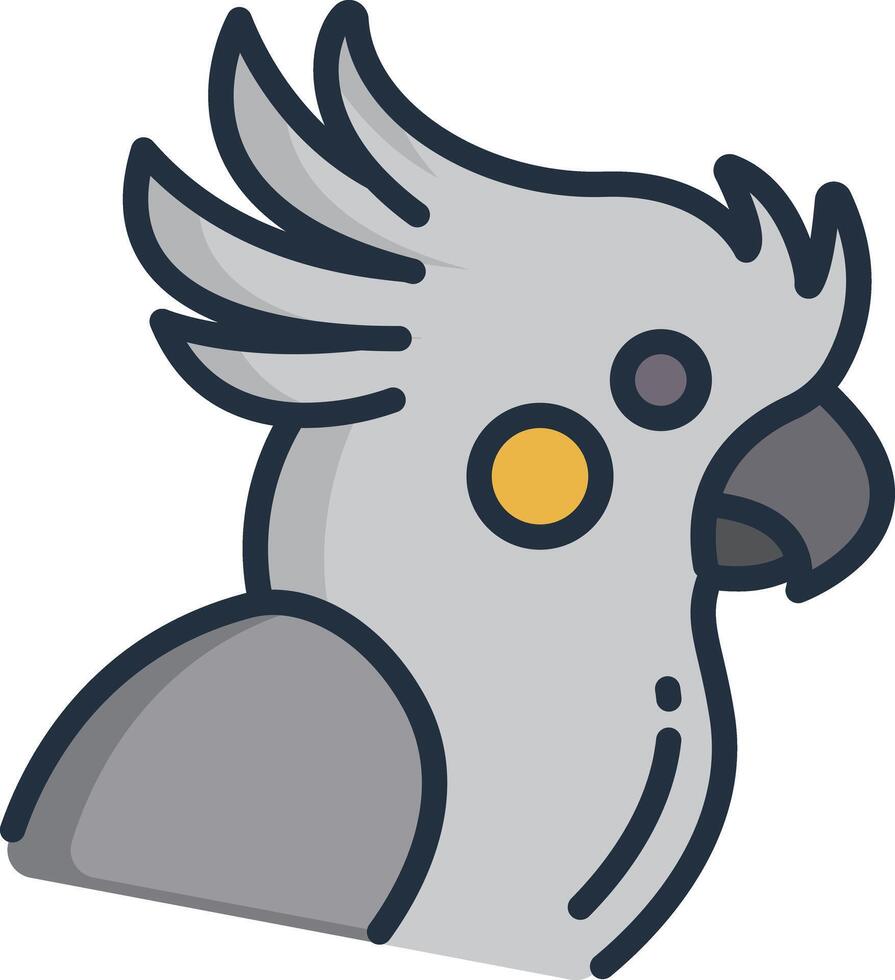 Cacatua bird linear color illustration vector