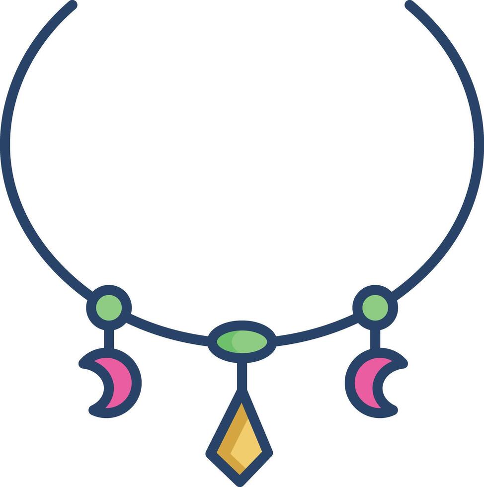 Necklace linear color illustration vector