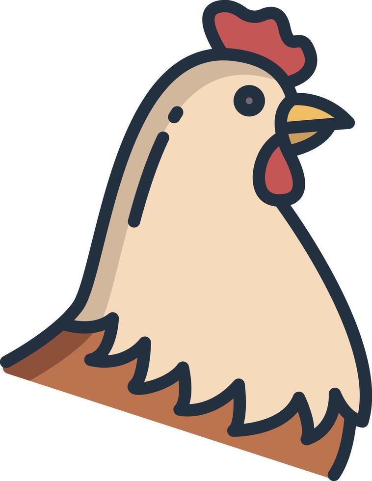 Hen bird linear color illustration vector
