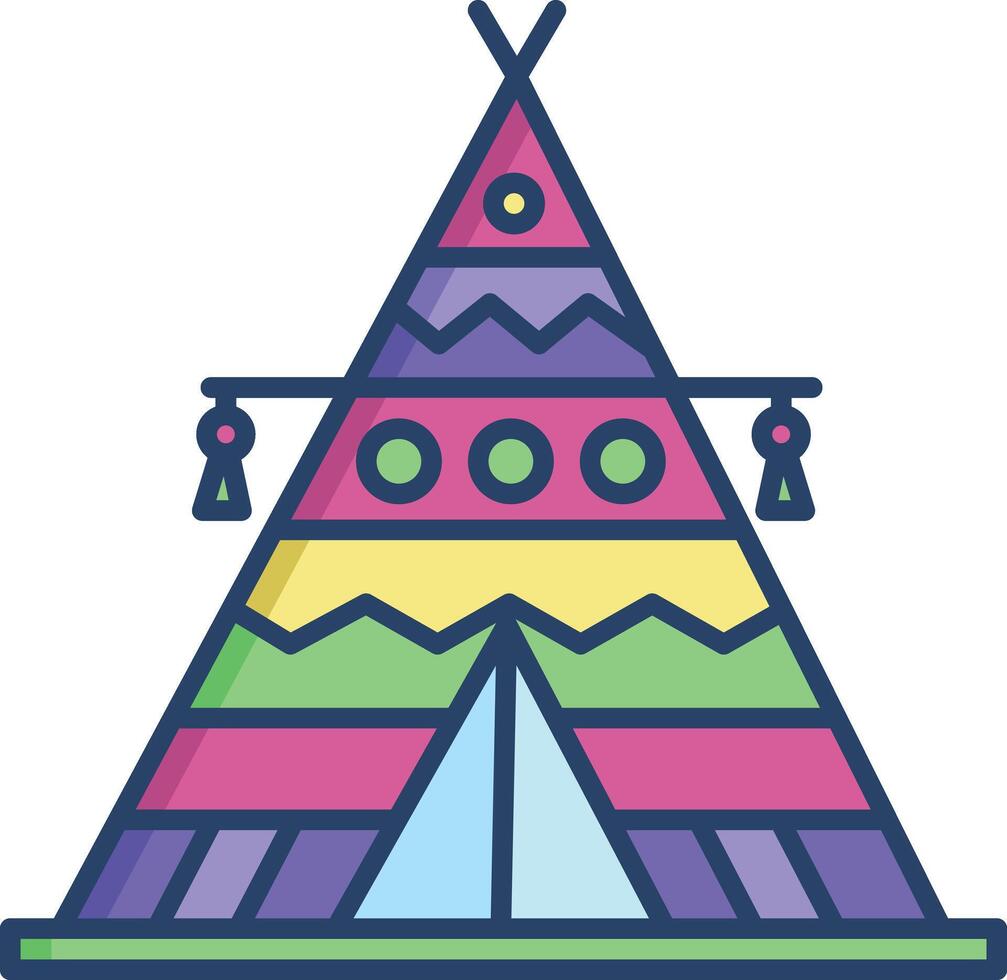 Tent linear color illustration vector