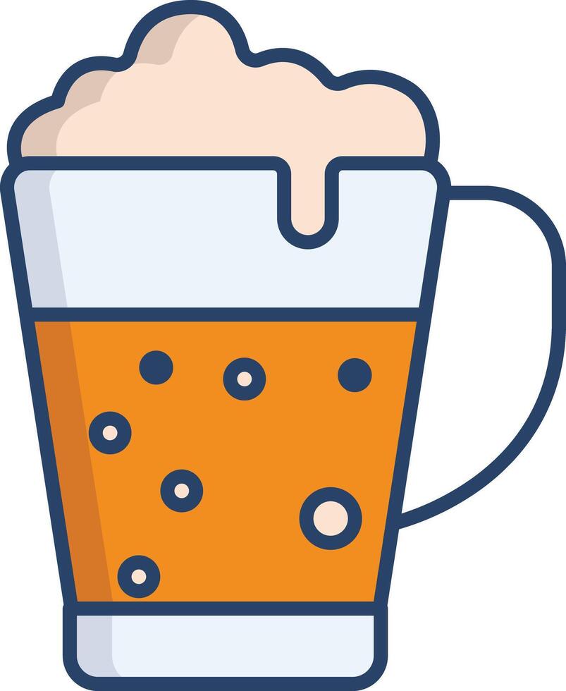 Beer glass linear color illustration vector