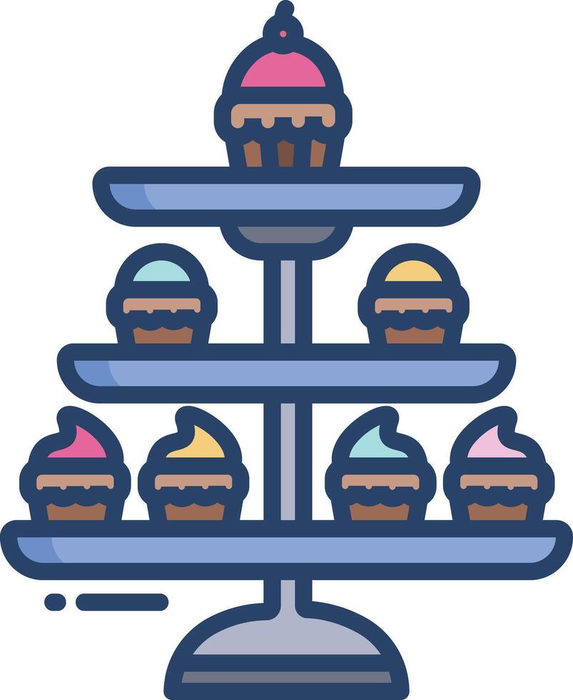 Cake Stand linear color illustration vector