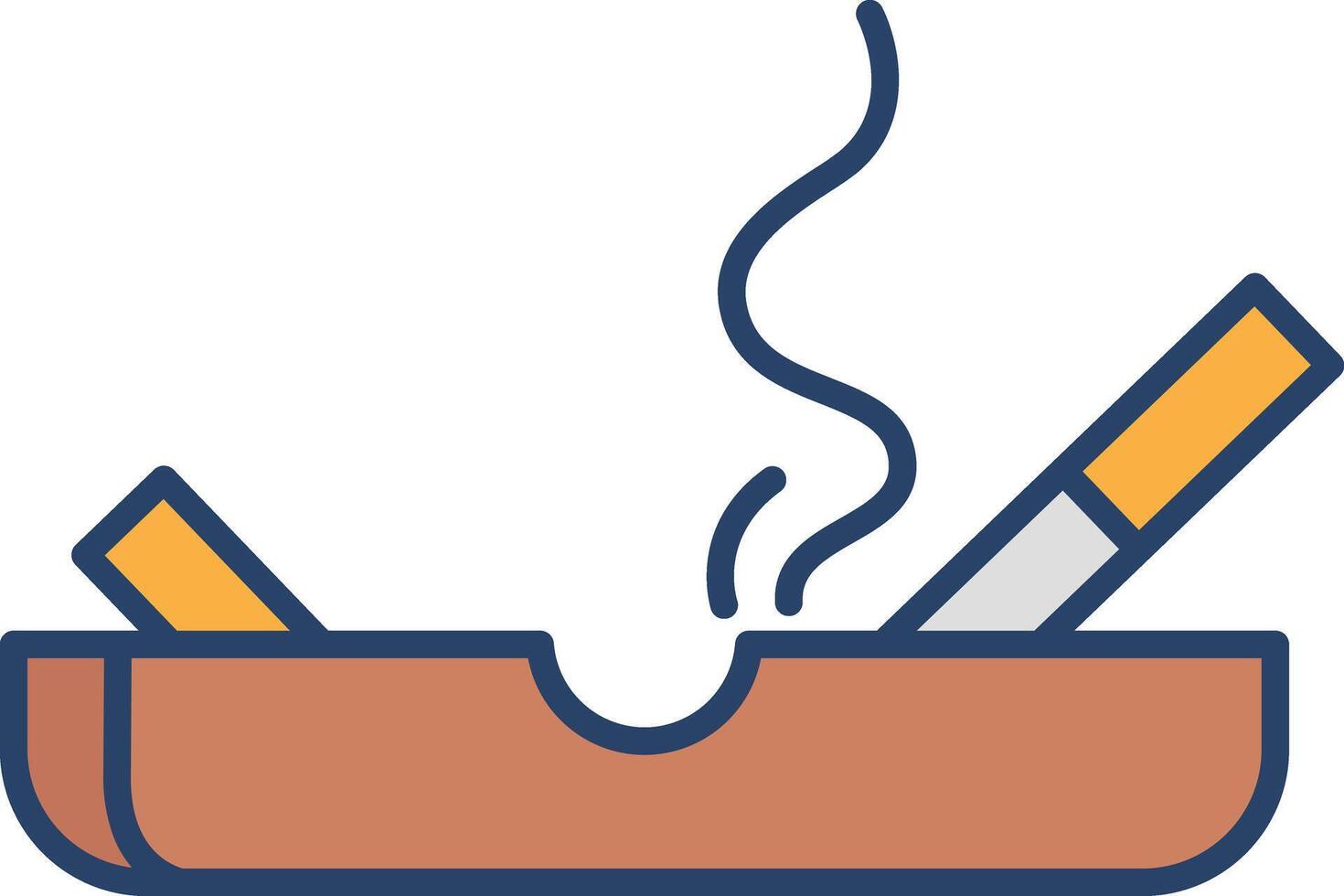 cigarette Ashtray linear color illustration vector