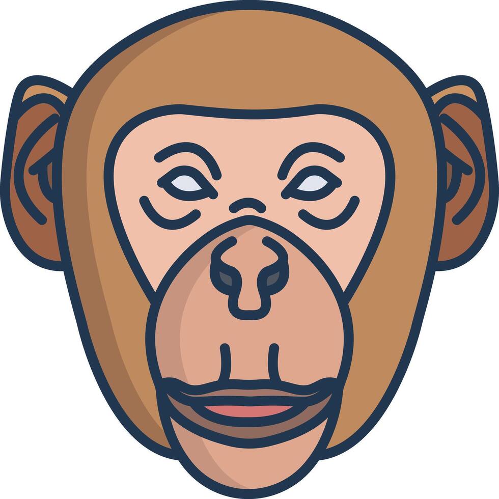 Monkey face linear color illustration vector