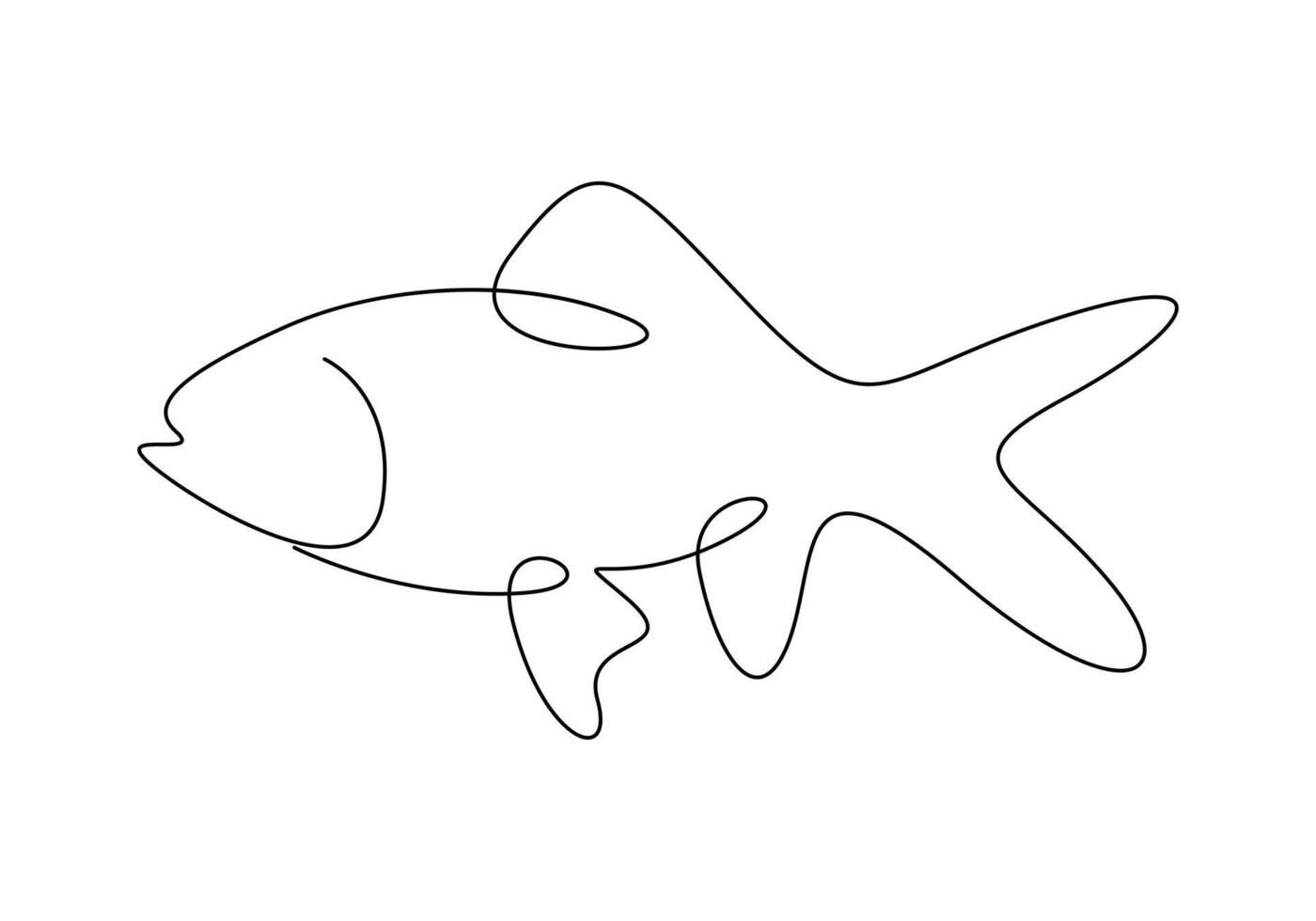 Goldfish in one continuous line drawing premium illustration vector