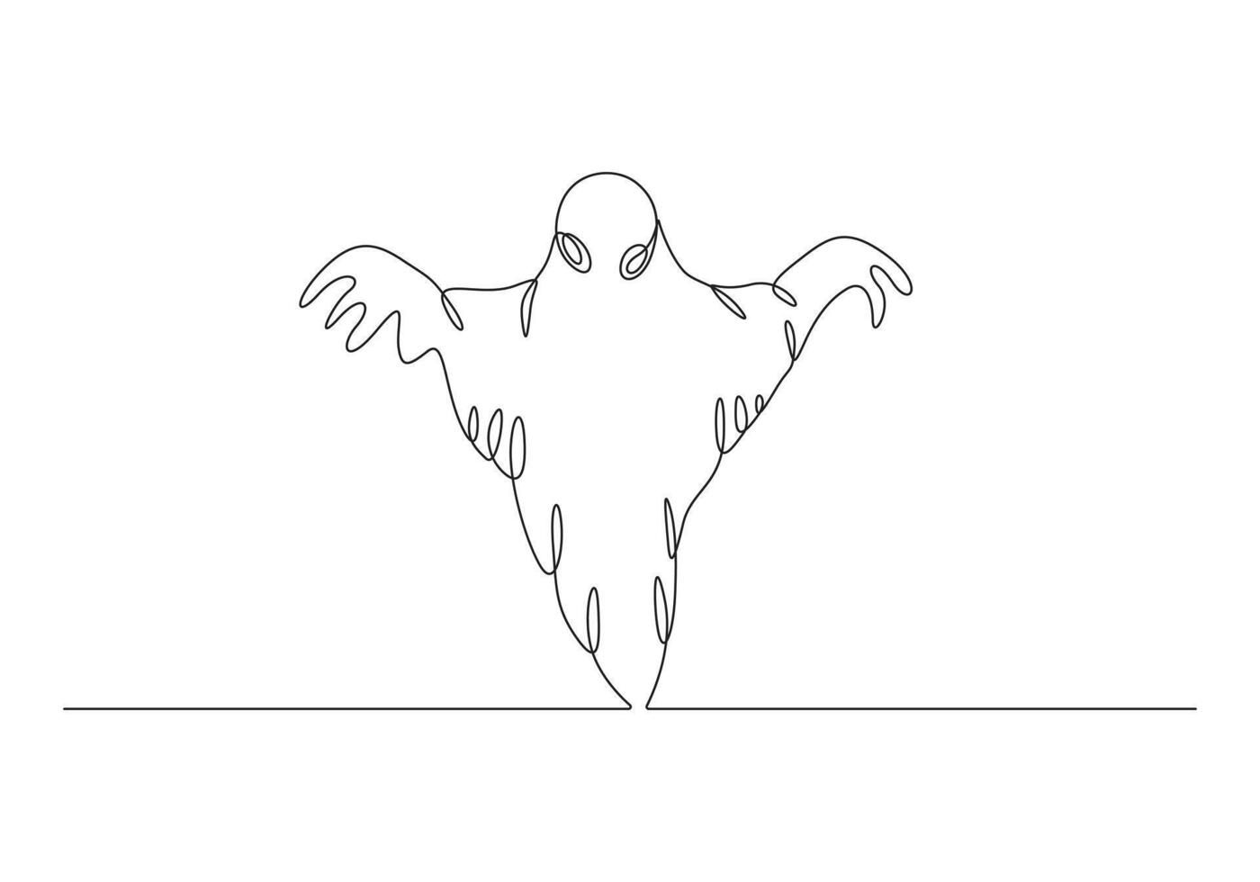 Halloween ghost continuous one line drawing pro illustration vector