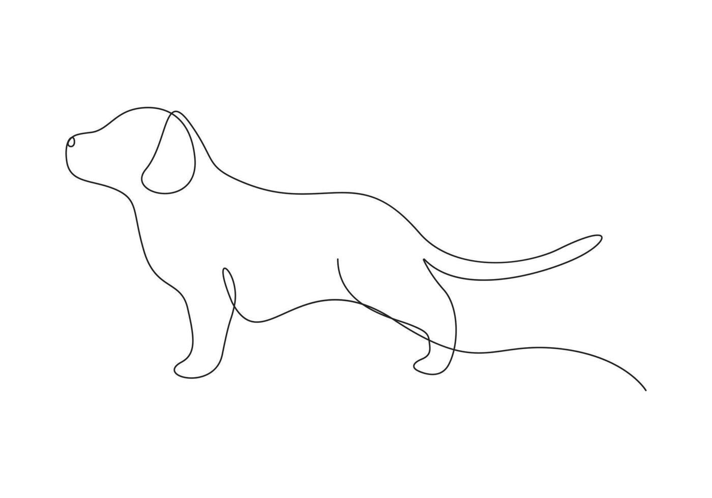 Continuous one line drawing of cute dachshund dog isolated on white background pro illustration vector