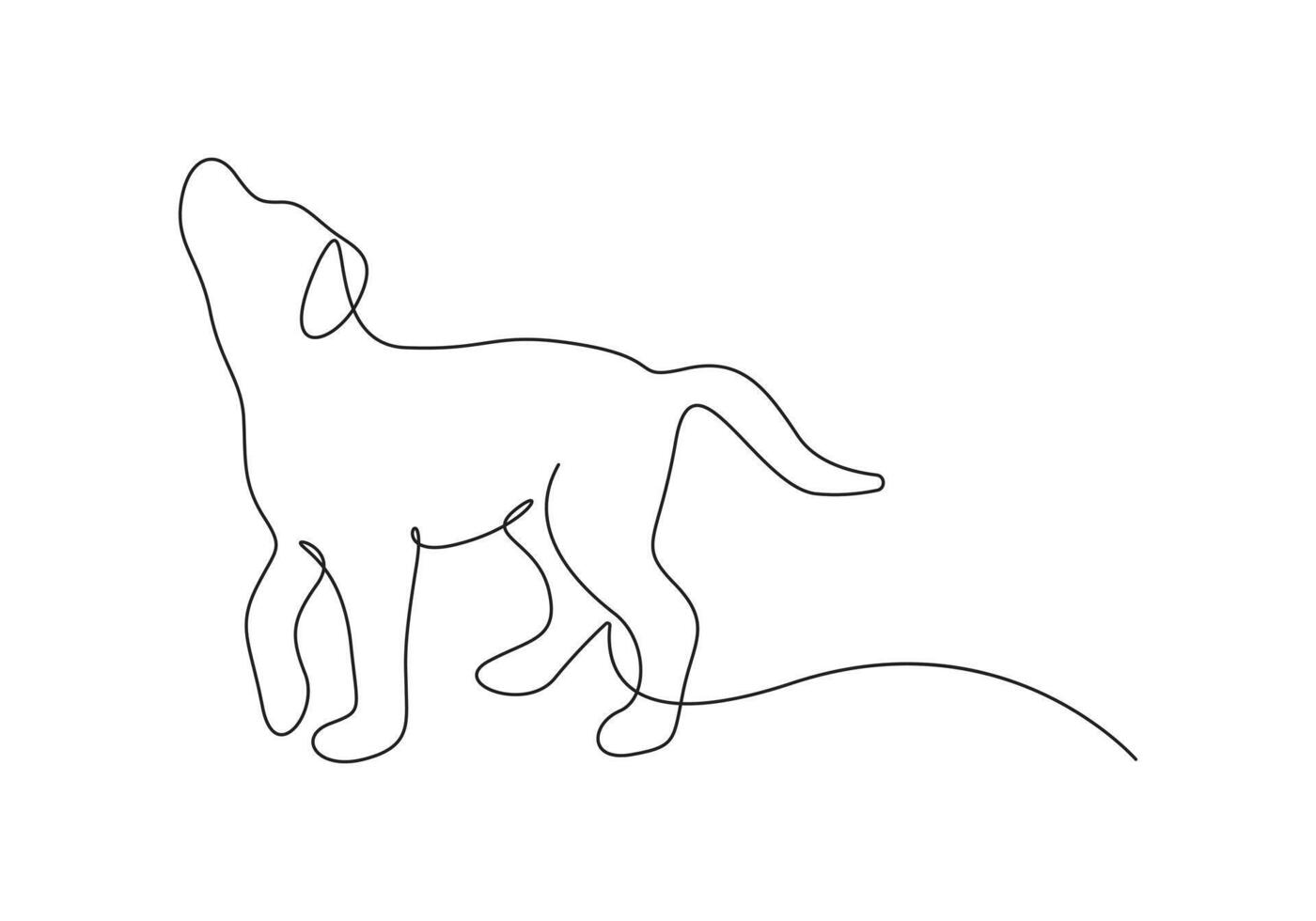 Continuous one line drawing of cute dachshund dog isolated on white background pro illustration vector