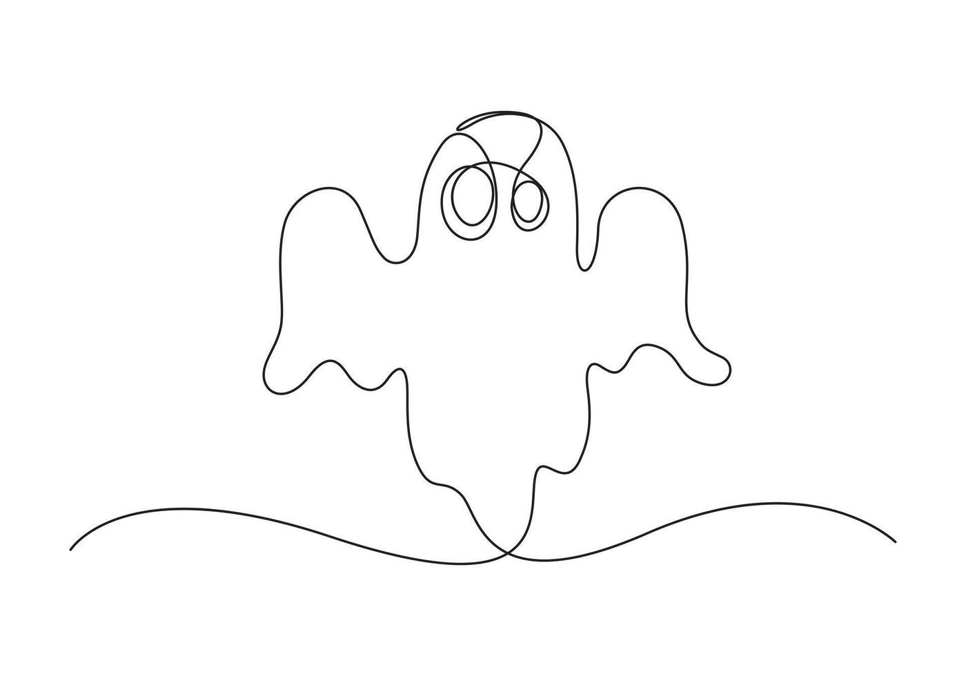 Halloween ghost continuous one line drawing pro illustration vector