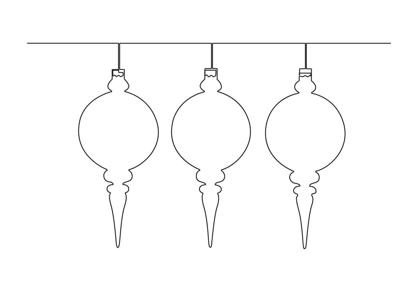 Christmas decorations continuous one line drawing pro illustration vector