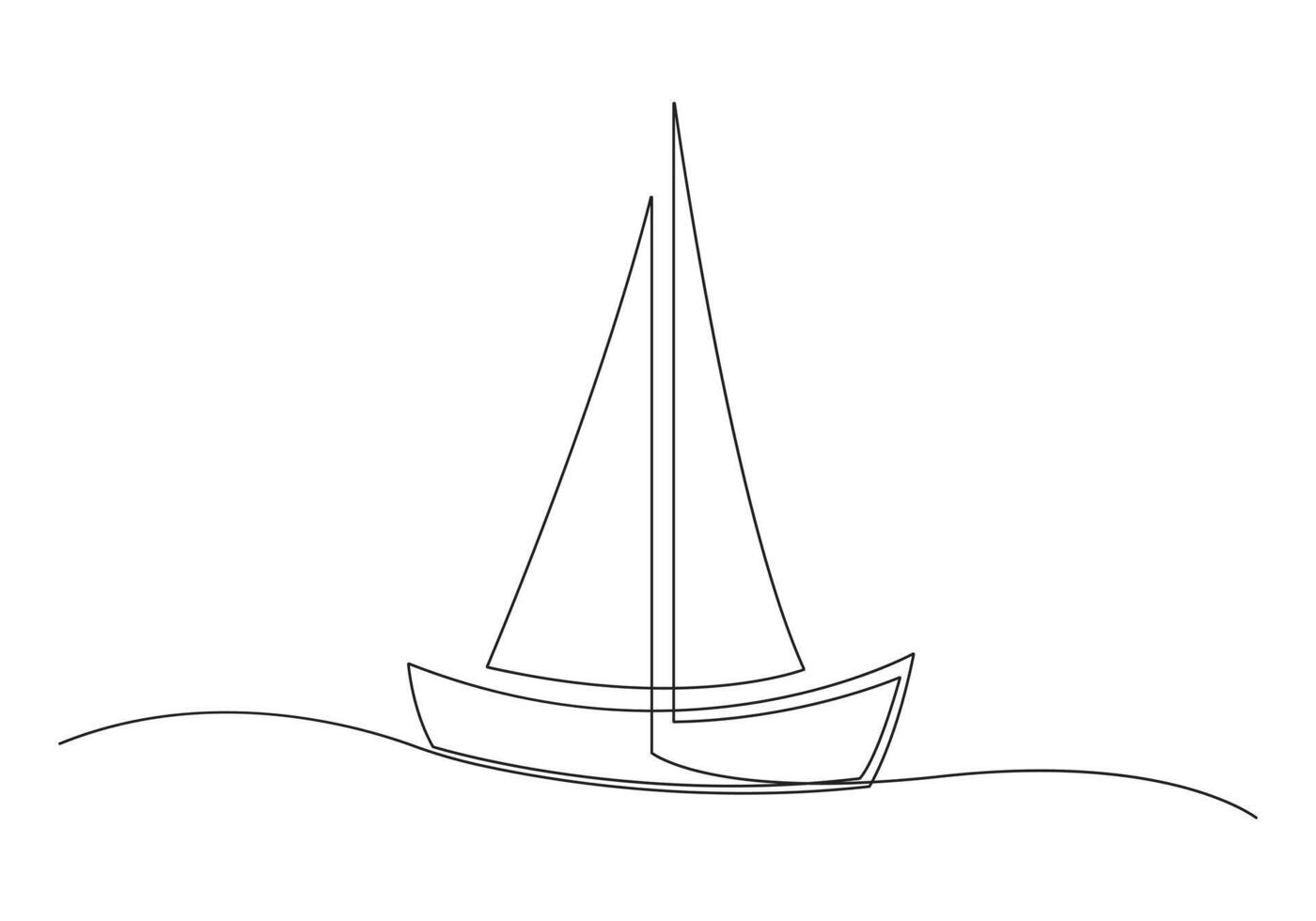Continuous one line drawing of a sailboat isolated on white background pro illustration vector