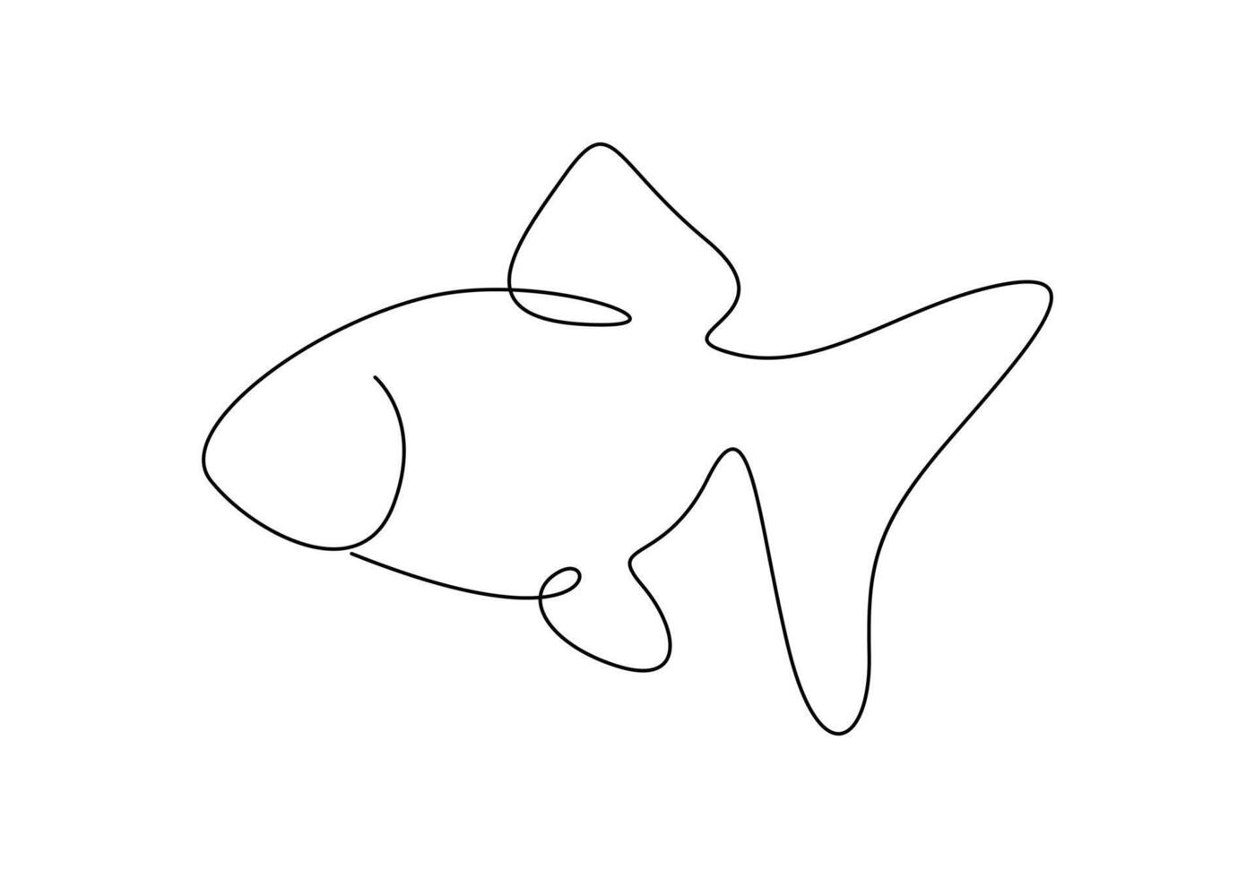 Goldfish in one continuous line drawing premium illustration vector