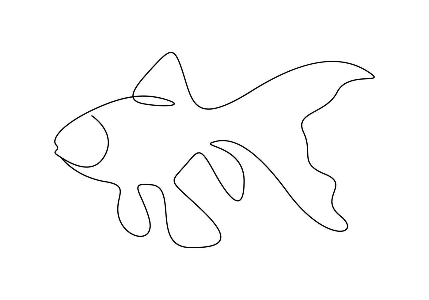 Goldfish in one continuous line drawing premium illustration vector