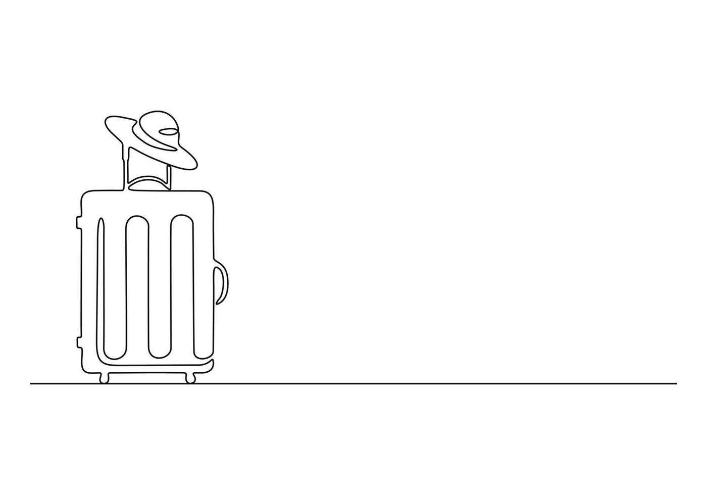 Travel suitcase continuous one line drawing premium illustration vector