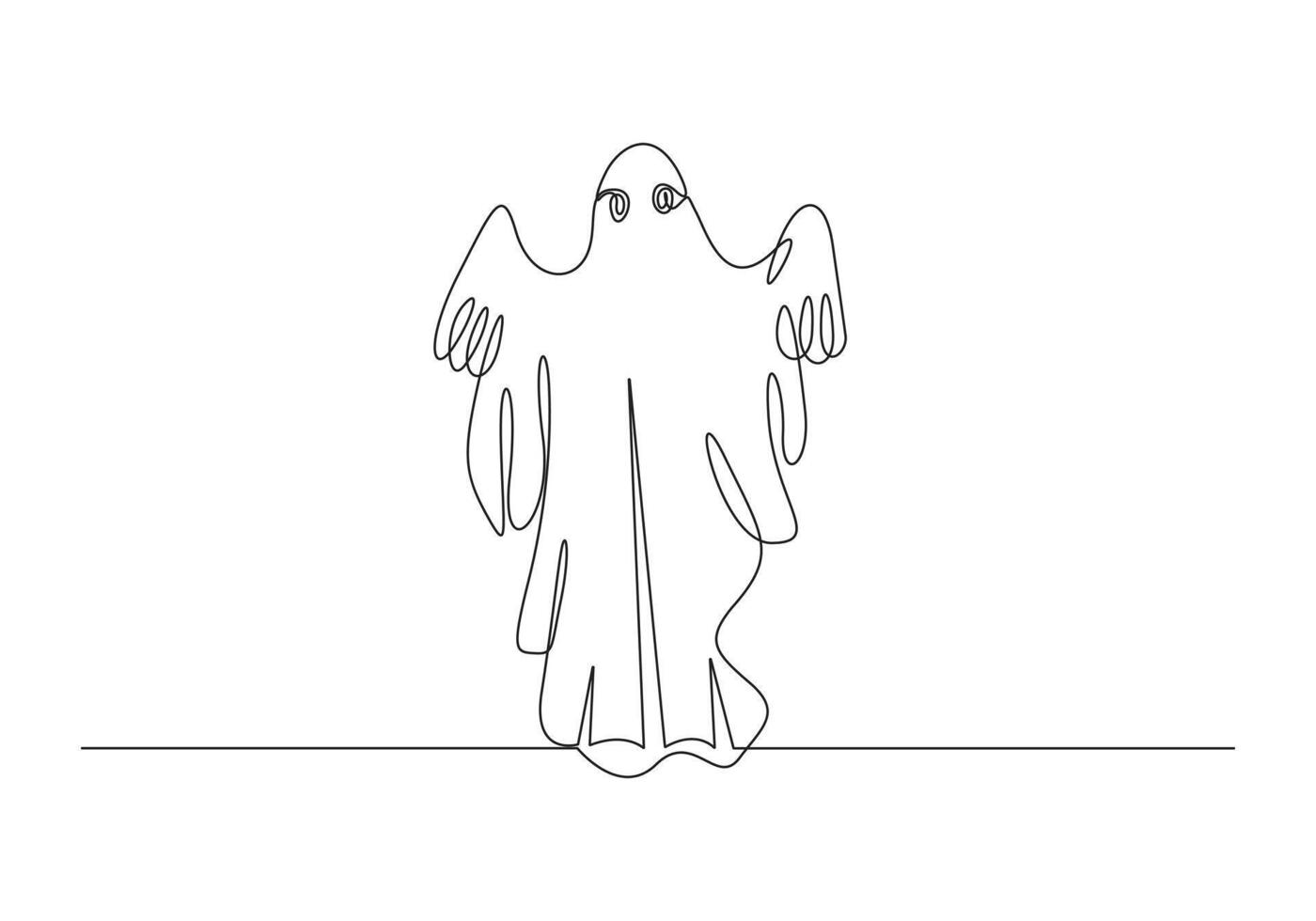 Halloween ghost continuous one line drawing pro illustration vector