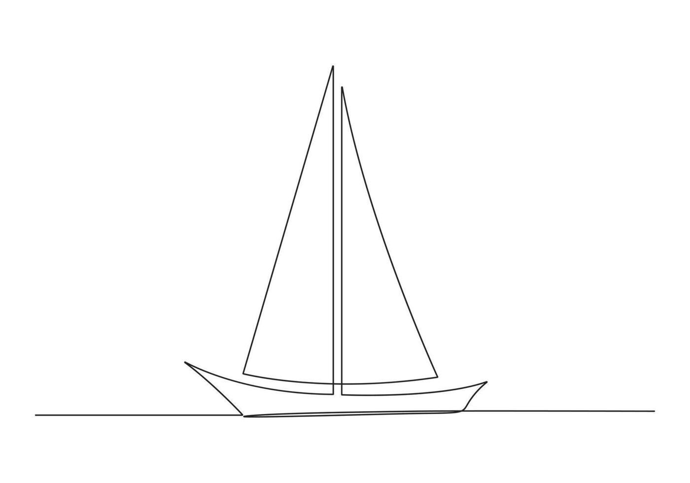 Continuous one line drawing of a sailboat isolated on white background pro illustration vector