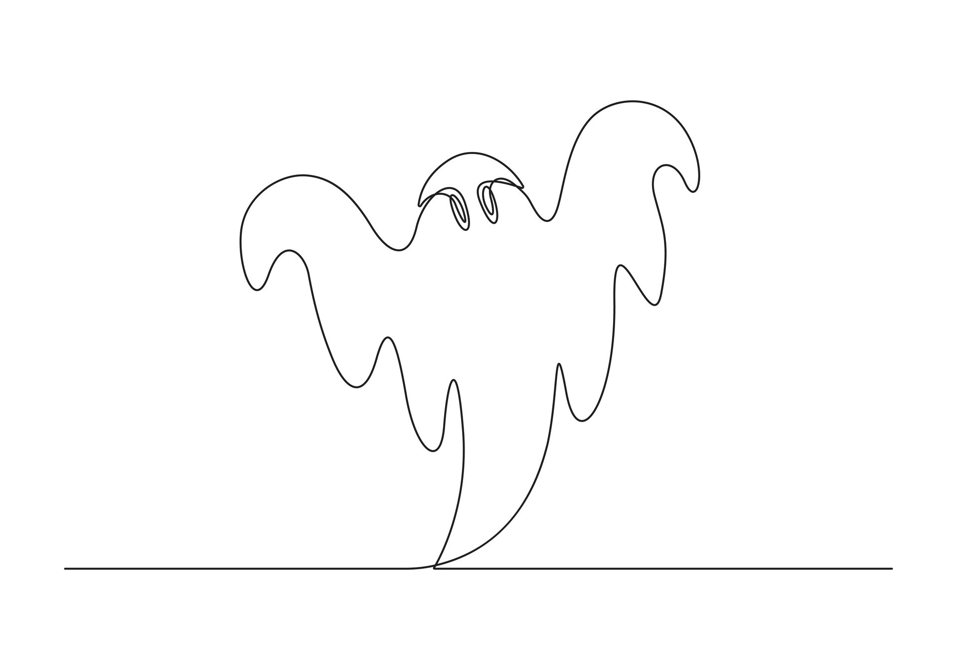 Halloween ghost continuous one line drawing pro illustration 45753758 ...