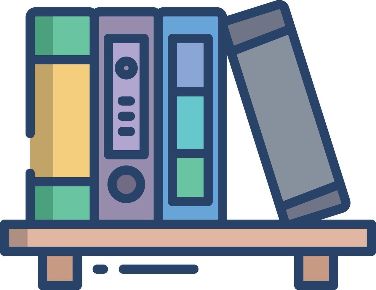 Bookshelf linear color illustration vector