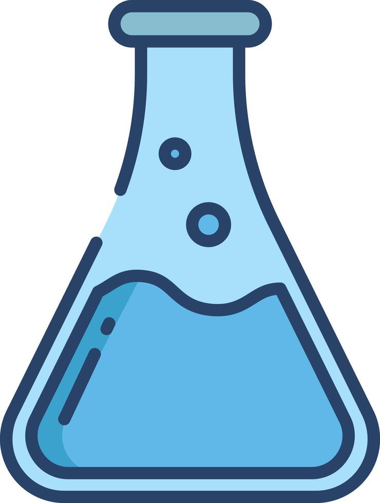 Chemistry flask linear color illustration vector