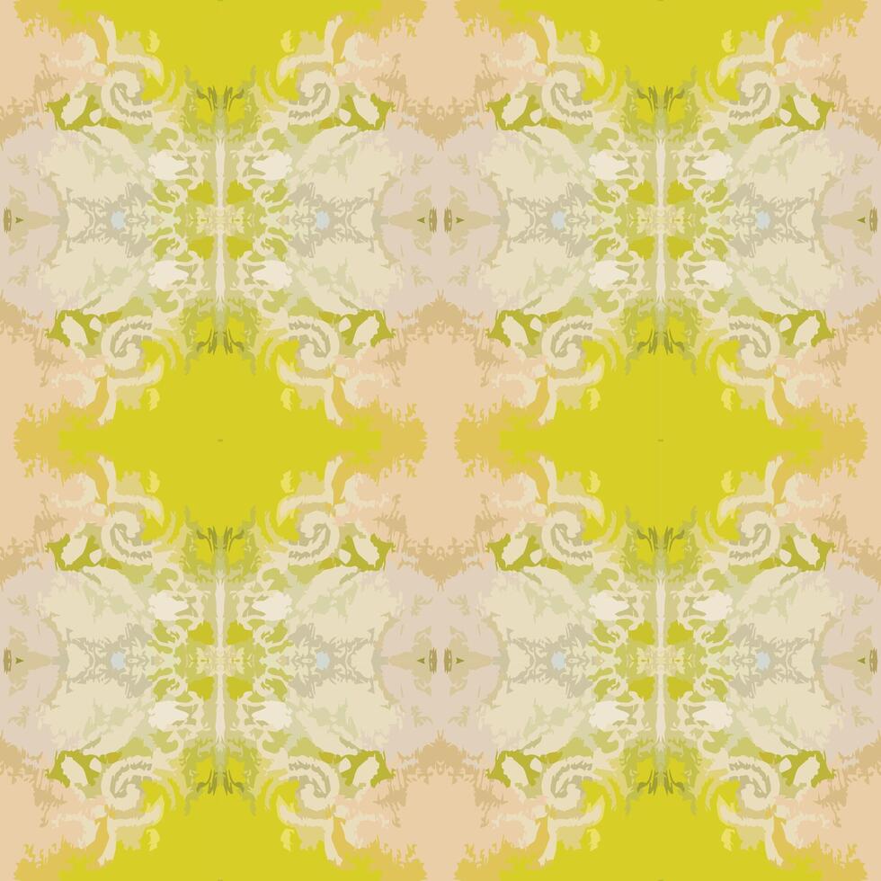 , seamless geometric, abstract shapes and colors pattern of aged white ornament on yellow background. Created from my painting details vector