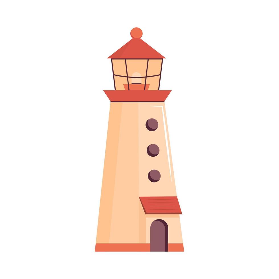 Lighthouse. Nautical navigation ocean coast light house. illustration isolated on white background. vector