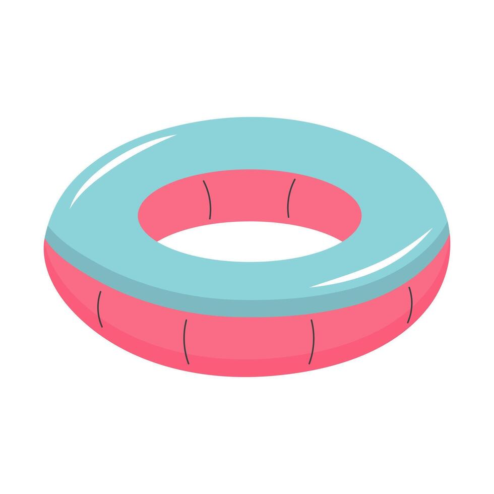 Cute inflatable ring. Floating lifebuoy for beach. Rubber toy for swimming. illustration isolated on white background. vector