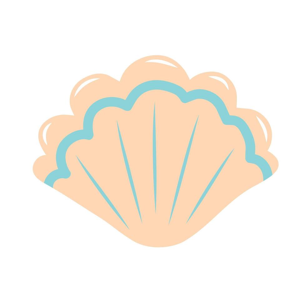Scallop seashell. Flat illustration. vector