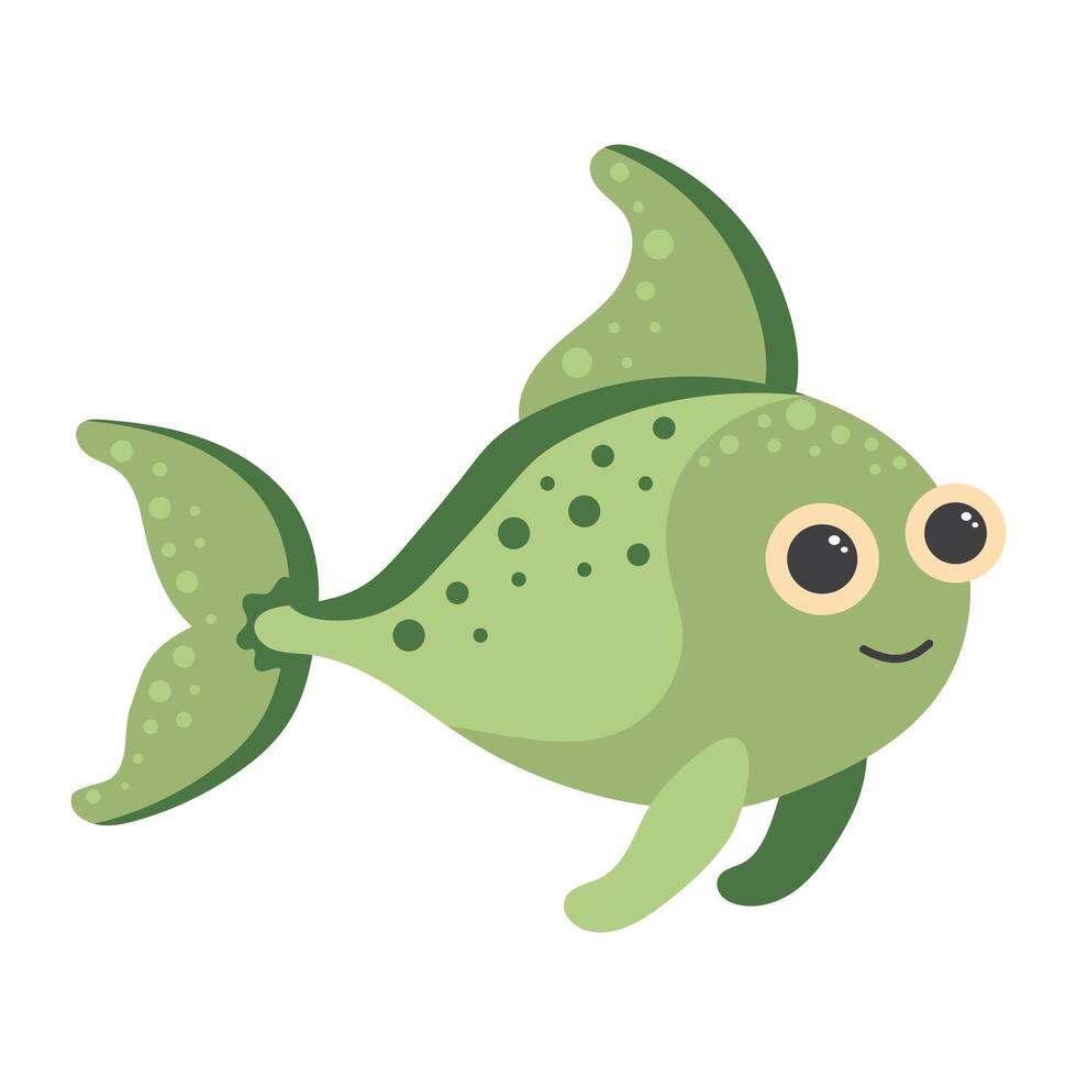 Cute fish. Cartoon character. Sea animal isolated on white background. vector