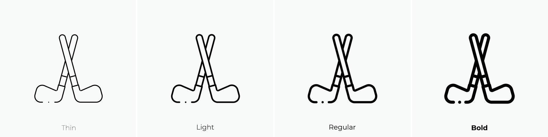 golf sticks icon. Thin, Light, Regular And Bold style design isolated on white background vector
