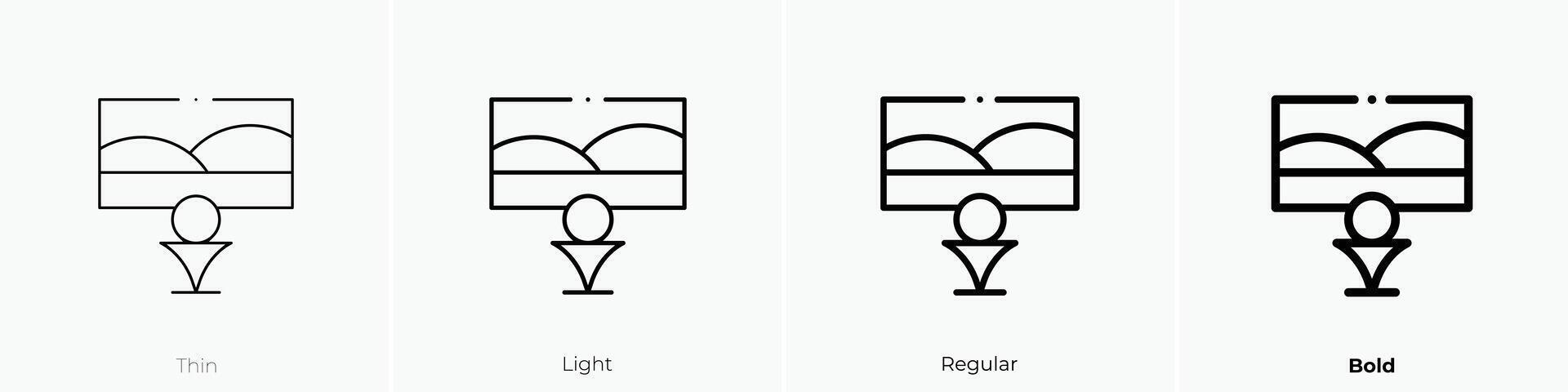 golf course icon. Thin, Light, Regular And Bold style design isolated on white background vector