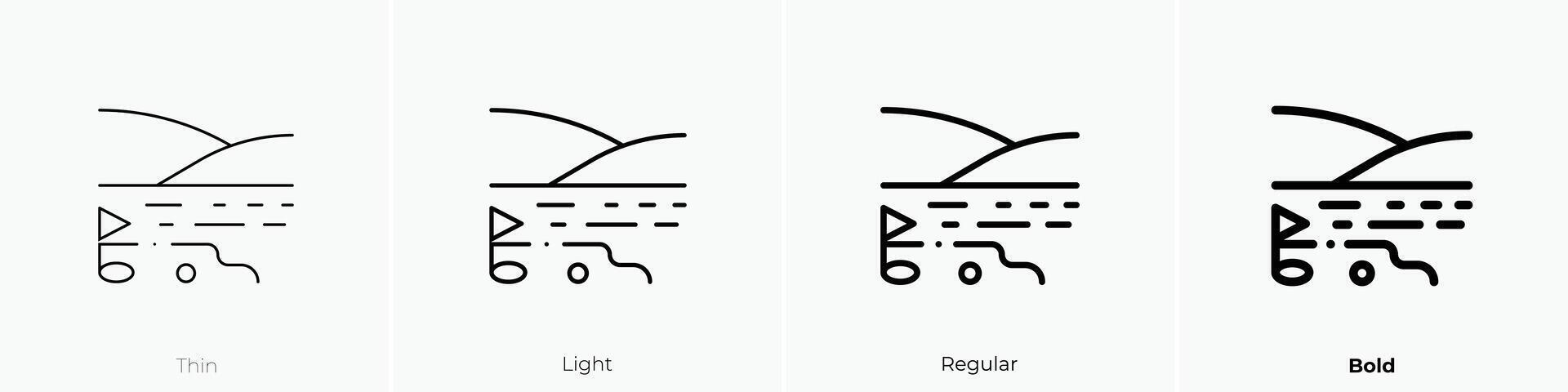 golf field icon. Thin, Light, Regular And Bold style design isolated on white background vector