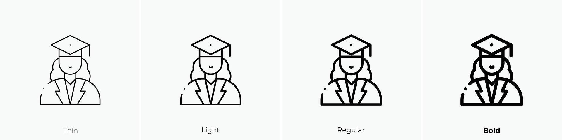 graduate icon. Thin, Light, Regular And Bold style design isolated on white background vector