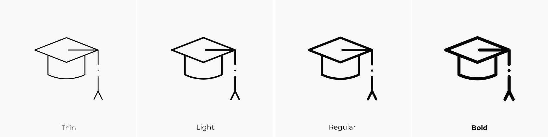graduation hat icon. Thin, Light, Regular And Bold style design isolated on white background vector