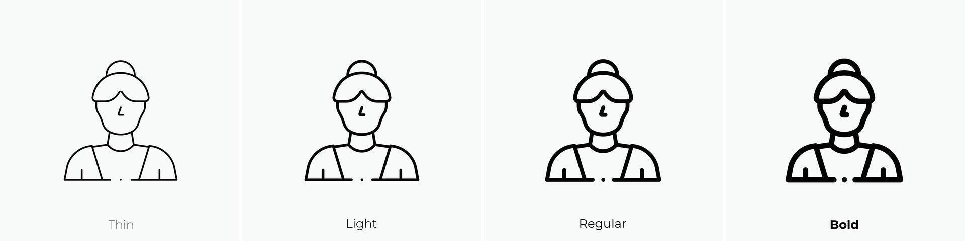 grandmother icon. Thin, Light, Regular And Bold style design isolated on white background vector