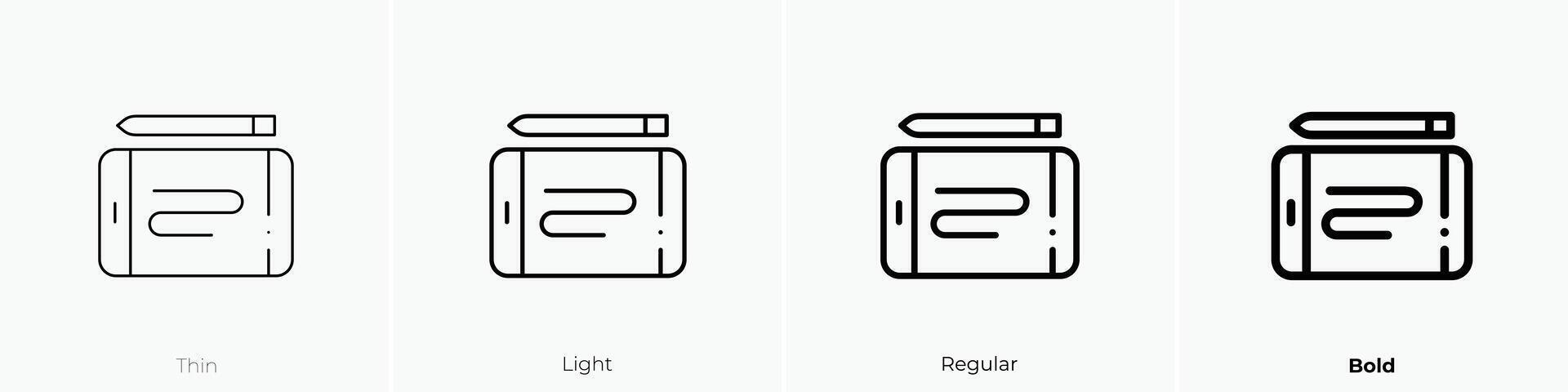 graphic tablet icon. Thin, Light, Regular And Bold style design isolated on white background vector
