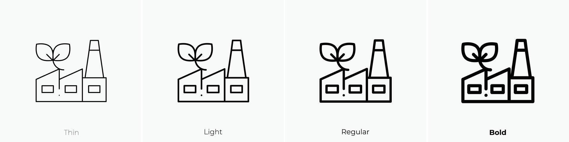 green factory icon. Thin, Light, Regular And Bold style design isolated on white background vector