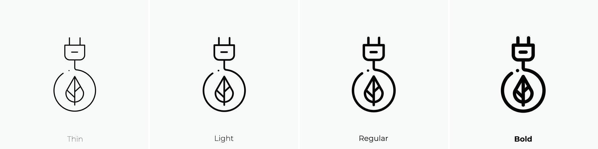 green energy icon. Thin, Light, Regular And Bold style design isolated on white background vector
