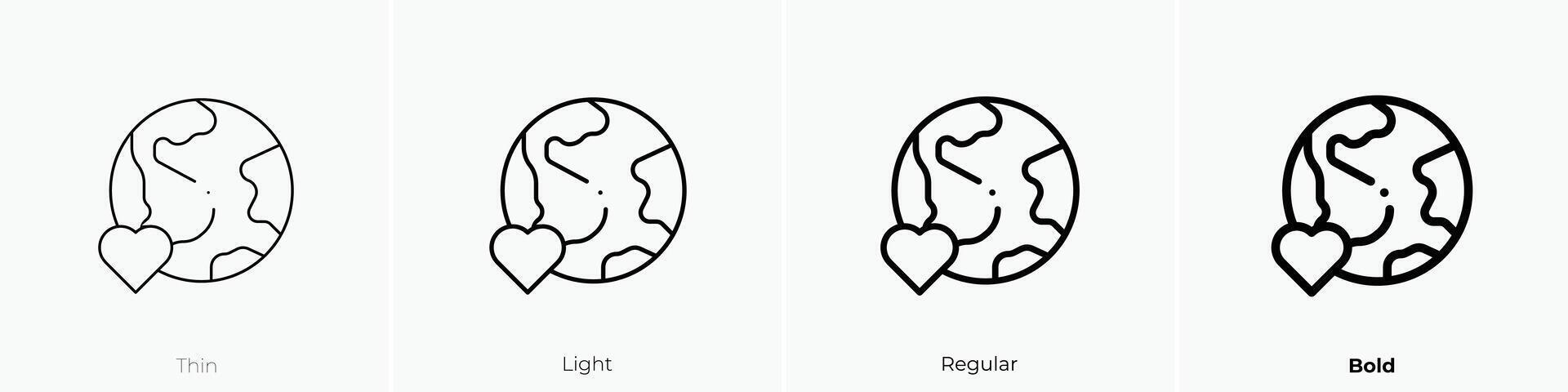 green planet icon. Thin, Light, Regular And Bold style design isolated on white background vector