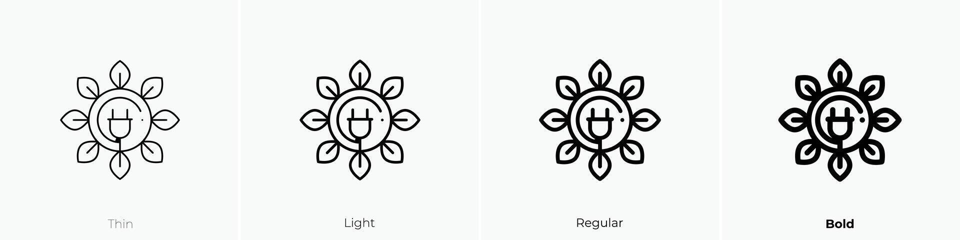 green energy icon. Thin, Light, Regular And Bold style design isolated on white background vector