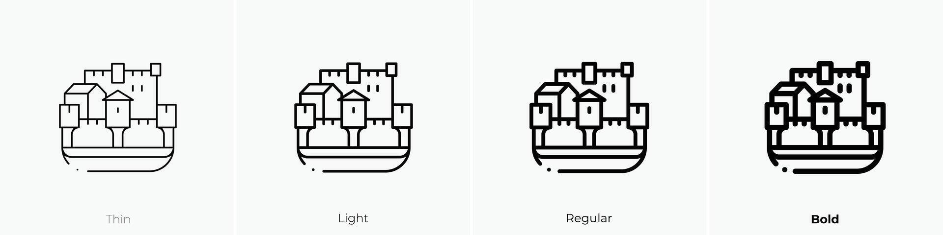 gravensteen icon. Thin, Light, Regular And Bold style design isolated on white background vector